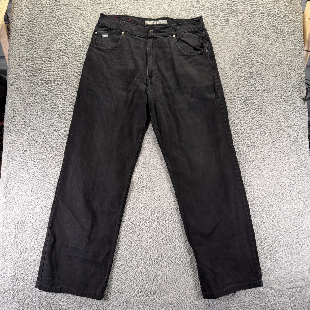 Vintage Mecca Jeans Mens 34x34 Black Cotton Denim Straight Workwear Retro Baggy